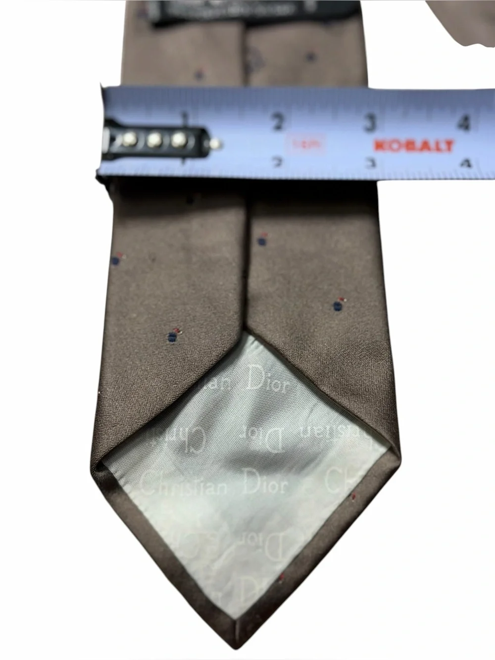 Christian Dior Vintage Silk Tie Brown Gray Mini Logo Pattern Made in Italy